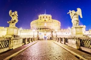 Rzym - Most i Zamek św. Anioła nocą